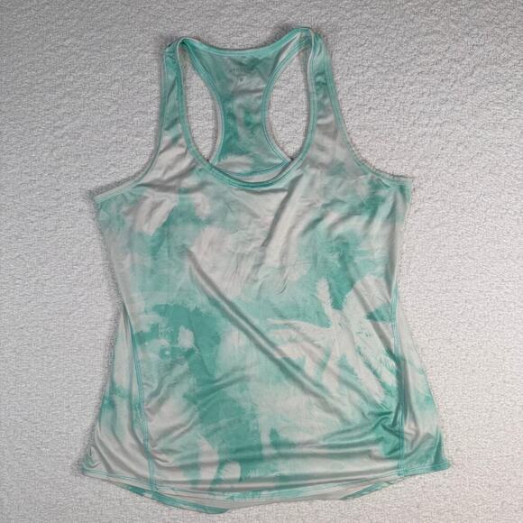 Athleta Tops - Athleta womens Chi Tank MED Sea Palm Print Aqua Blue White Racerback Shirt Top